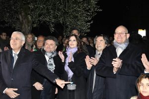 L'accensione della nuova illuminazione serale e notturna del 'Vittoriale' con gli assessori regionali Mauro Parolini e Cristina Cappellini. Presente il maestro Riccardo Muti. 